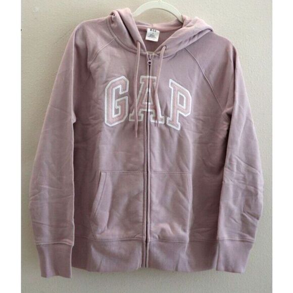 GAP 255045 Women's Sz Small Pale Purple Plum Logo Full Zip Fleece Lined Hoodie - Picture 1 of 8